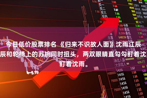今日低价股票排名 《归来不识故人面》沈雨江辰 江辰和轮椅上的苏婉同时扭头，两双眼睛直勾勾盯着沈雨。
